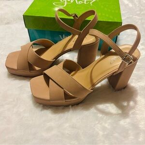 Elegant Tan Block Heel Sandals